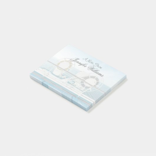 Geländer eines Kreuzschiffs Post-it Klebezettel (angewinkelt)