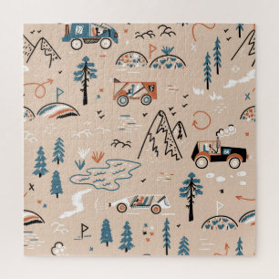 Geländerennen, Vintag nahtlos. Puzzle
