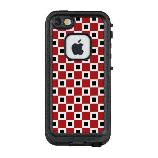 Geländerte rote, weiße und schwarze Quadrate LifeProof iPhone Hülle (Rückseite)