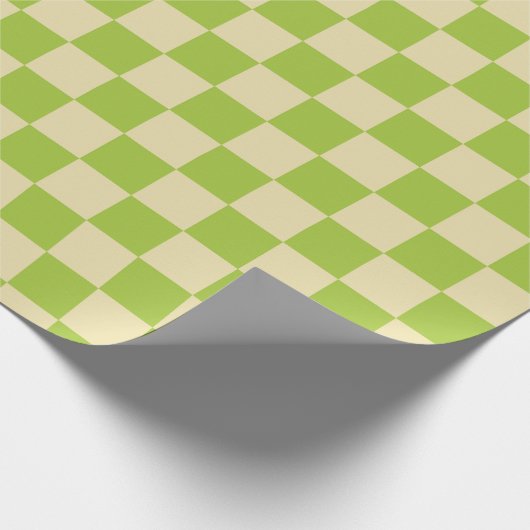 Geländerter Apple Grün und Beige Geschenkpapier (Ecke)