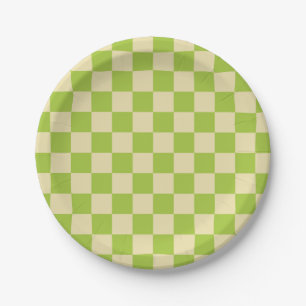 Geländerter Apple Grün und Beige Pappteller