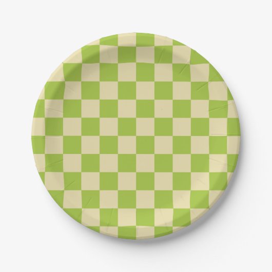 Geländerter Apple Grün und Beige Pappteller (Vorderseite)