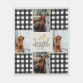 Geländerter Gingham Golden Retriever Pet Vier Foto Fleecedecke (Vorderseite)