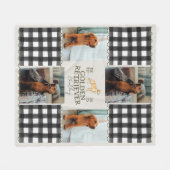 Geländerter Gingham Golden Retriever Pet Vier Foto Fleecedecke (Vorderseite (Horizontal))