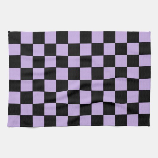 Geländerter Lavendel und Schwarz Geschirrtuch (Horizontal)