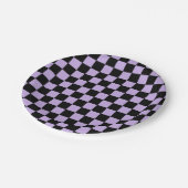 Geländerter Lavendel und Schwarz Pappteller (Schrägansicht)