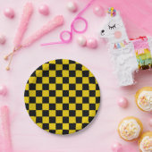 Geländertes Gold und Schwarz Pappteller (Party)