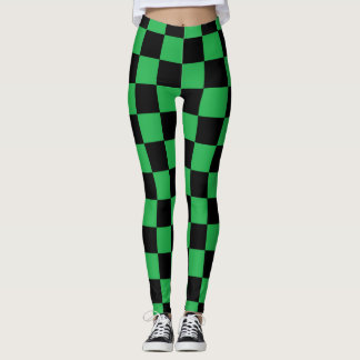 Geländertes Grün und Schwarz Leggings