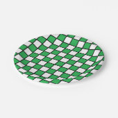 Geländertes Grün und Schwarz Pappteller (Schrägansicht)