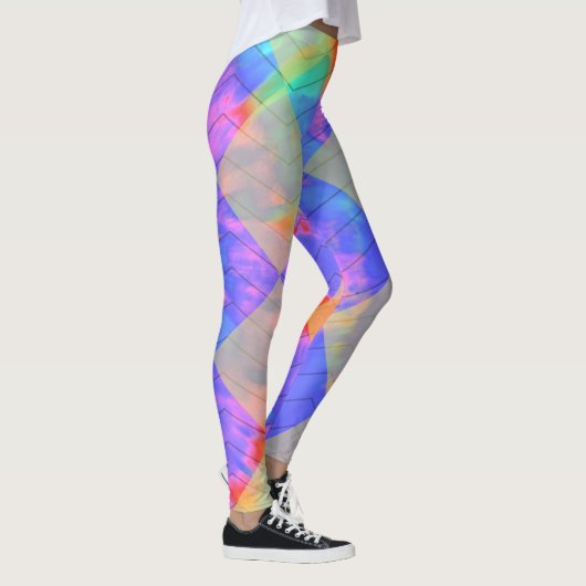 Geländertes Harlequin-Regenbogen-Herringbone-Farbv Leggings (Rechts)
