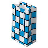 Geländertes Türkis und Schwarz Kleine Geschenktüte (Rückseite Schrägansicht)