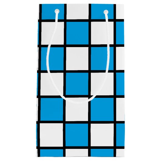 Geländertes Türkis und Schwarz Kleine Geschenktüte (Vorderseite)