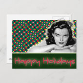 gelangweilt Brünett - glückliche Ferien Feiertagspostkarte (Vorne/Hinten)