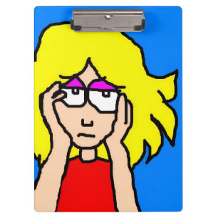 gelangweilte Blondine Klemmbrett