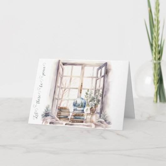 Gelassen, es gäbe Frieden Schneeglobe Feiertagskarte (Vorderseite)