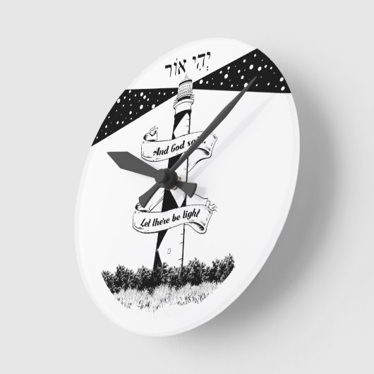 GELASSEN, ES GIBT LICHT schwarz-weiß Runde Wanduhr (Winkel)