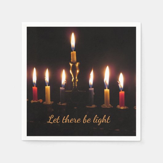 Gelassen gibt es leichte menorah Hanukkah Cocktail Serviette (Vorderseite)