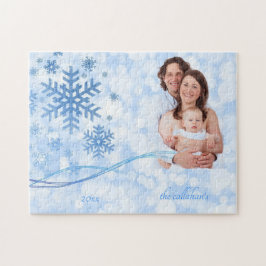 Gelassen ihm schneien blaues Puzzlespiel Puzzle