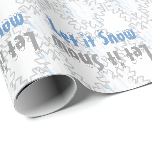 Gelassen ihm schneien Schneeflocken (grau) Geschenkpapier (Rolleneckpunkt)