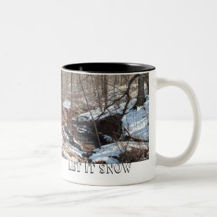 Gelassen ihm schneien zweifarbige tasse