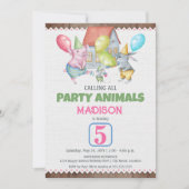Gelassen Kinder sind Kinder Spaß Party Tier Geburt Einladung (Vorderseite)
