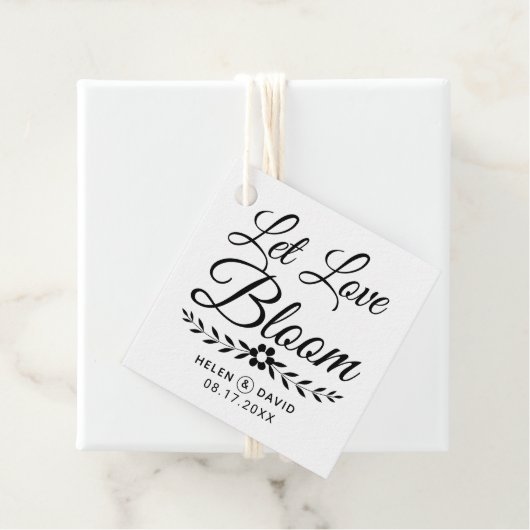 Gelassen Liebe Blüte schwarze Typografie Blume Hoc Geschenkanhänger (Beispiel)