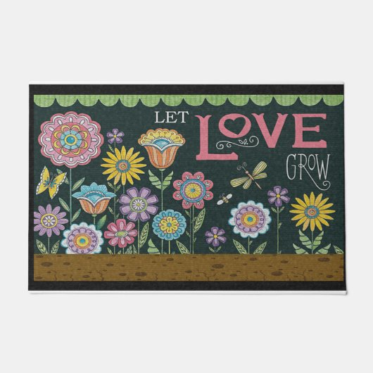 Gelassen Liebe Design wachsen, schöne Blume Fußmatte (Vorderseite)