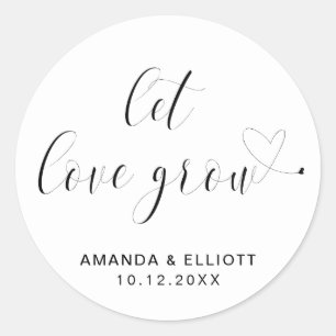 Gelassen Liebe Grow Black and White Typografy Wedd Runder Aufkleber