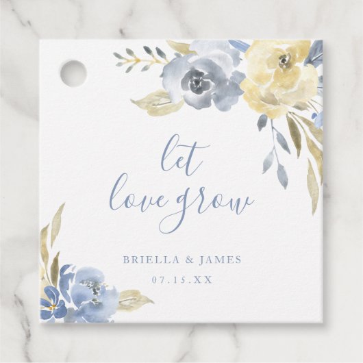 Gelassen Liebe Grow Dusty Blue Watercolor Floral Geschenkanhänger (Vorderseite)