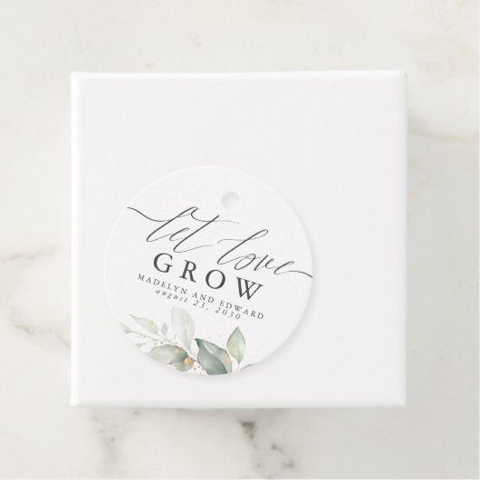 Gelassen Liebe Grow Gold Greenery Elegante Hochzei Geschenkanhänger (Beispiel)