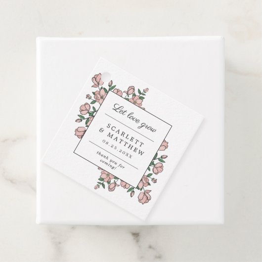 Gelassen Liebe Grow Hand gezeichnete Blume Hochzei Geschenkanhänger (Beispiel)