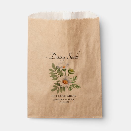 Gelassen Liebe Grow l Daisy Seeds Gastgeschenk Hoc Geschenktütchen (Vorderseite)