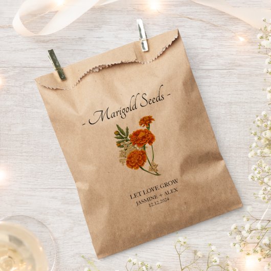 Gelassen Liebe Grow l Marigold Seeds Hochzeit Geschenktütchen (Ausgeschnitten)