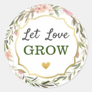 Gelassen Liebe Grow Rustic Floral Wedding Brautpar Runder Aufkleber