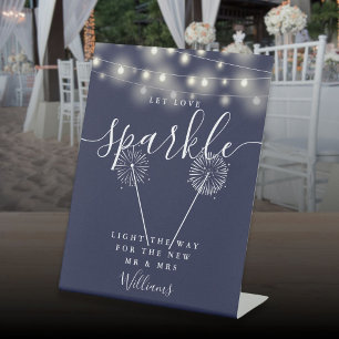 Gelassen Liebe Sparkle Navy Blue String Lights Sockelschild