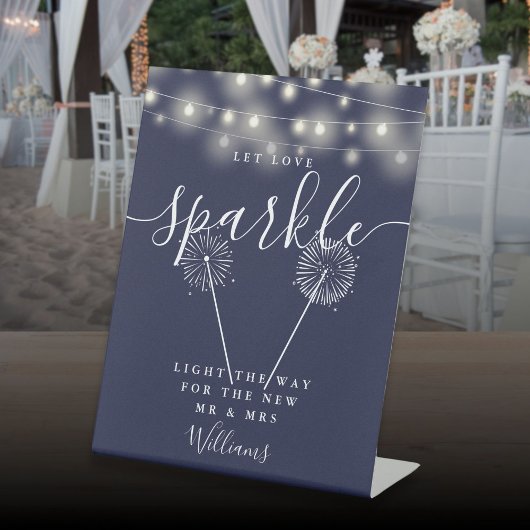 Gelassen Liebe Sparkle Navy Blue String Lights Sockelschild