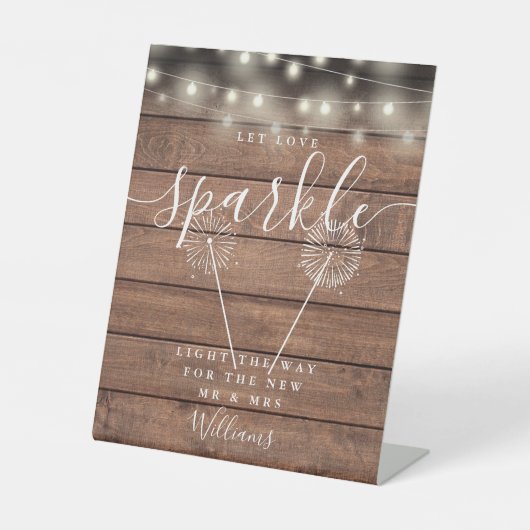 Gelassen Liebe Sparkle Rustikale Holzsäulenleuchte Sockelschild (Vorderseite)