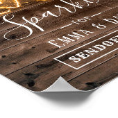 Gelassen Liebe Sparkle Rustikales Holz abschicken Poster (Ecke)