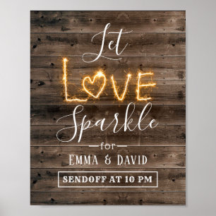 Gelassen Liebe Sparkle Rustikales Holz abschicken Poster