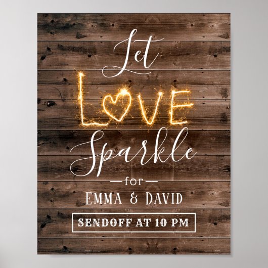 Gelassen Liebe Sparkle Rustikales Holz abschicken Poster (Vorne)