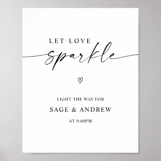 Gelassen Liebe Sparkle Sparkler Hochzeit abschicke Poster (Vorne)