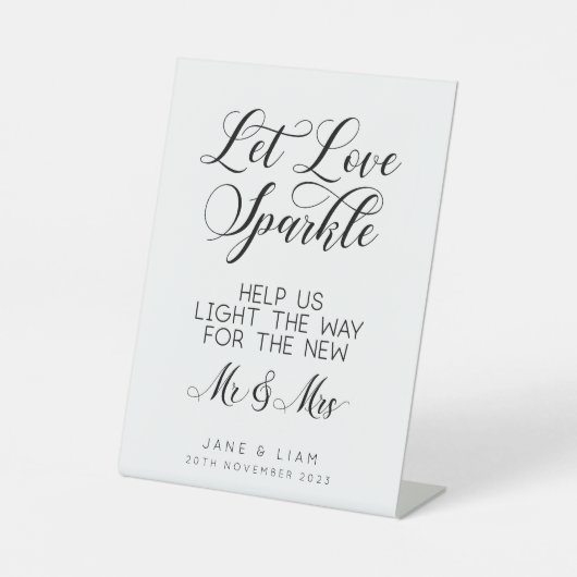Gelassen Liebe Sparkle, Wedding Sparkler Sign Sockelschild (Vorderseite)