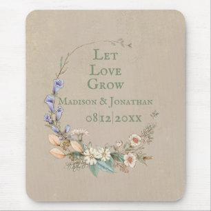 Gelassen Liebe wachsen Hochzeitsraten floralen Whi Mousepad