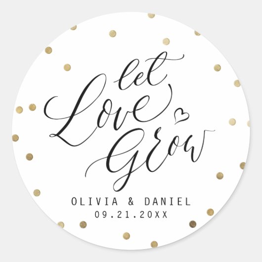 "Gelassen Liebe wachsen" moderne kalligraphische G Runder Aufkleber (Vorderseite)