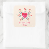 Gelassen Liebe wachsen romantische Wasserfarbenher Quadratischer Aufkleber (Tasche)