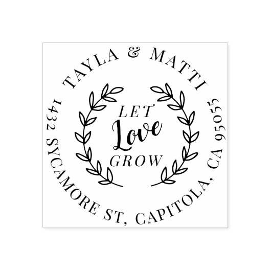 Gelassen Liebe wachsen | Rustikale Rücksendeadress Gummistempel (Prägung)