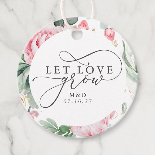 Gelassen Liebe wachsen Sukkulente & rosa Blume Vie Geschenkanhänger (Vorderseite)