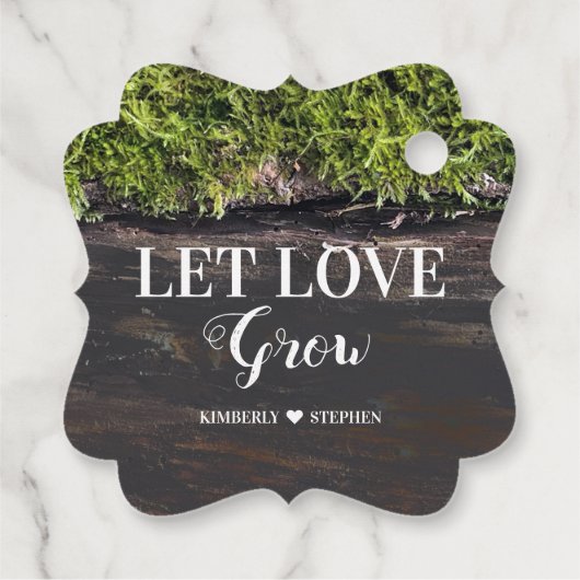 Gelassen Liebe wächst rustikale Waldhochzeit Geschenkanhänger (Rückseite)