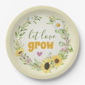 Gelassen Liebe Wildblume wachsen Sonnenblumen Brau Pappteller (Vorderseite)