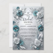 Gelassen Metall Glam Shiny High End Silver Brautpa Einladung (Vorderseite)